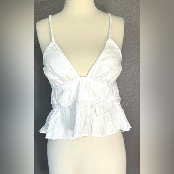 ZARA Women’s White Flowy Tank Top Size L Large, New - Picture 5 of 9